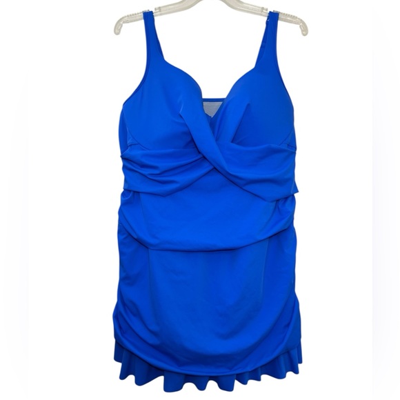 💥2/$15 NWOT Swimsuits For All royal blue swim dress swimsuit plus size 24 - Picture 1 of 14